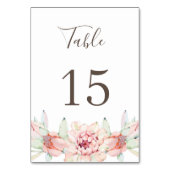 Numéro De Table Cactus floral et succulent. Mariage botanique (Dos)