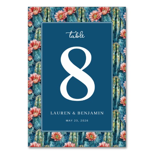 Numéro De Table Cactus Floral Marine Sophistiqué (Par défaut)