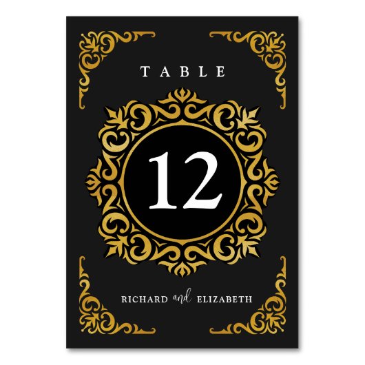 Numéro De Table Cadre baroque Royal Black and Gold Ornamental (Par défaut)