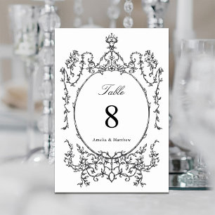 Numéro De Table Cadre de jardin floral classique Mariage noir et b