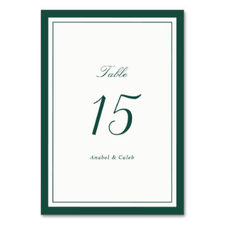 Numéro De Table Cadre de mariage élégant classique vert foncé de D