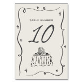 Numéro De Table Cadre de mariage ondulé fantaisiste dessiné à la m (Dos)