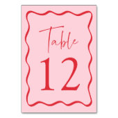 Numéro De Table Cadre de mariage ondulé rose et rouge moderne (Par défaut)