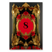 Numéro De Table Cadre doré aux roses rouges, style gothique (Dos)