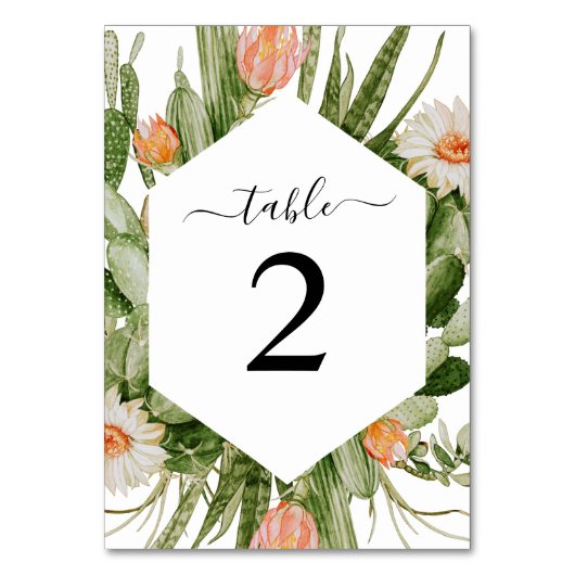 Numéro De Table Cadre Fleurs de cactus Tableau 2 Mariage Numéro de (Par défaut)