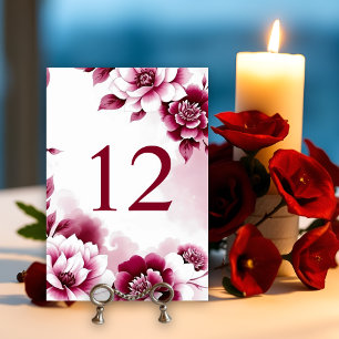 Numéro De Table Cadre floral bourguignon et mariage de lavage aqua