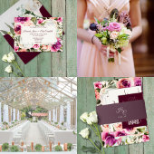 Numéro De Table Cadre floral élégant rose blush prune pêche blanc