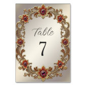 Numéro De Table Cadre Floral Or avec pierres rouges Numéro de tabl (Dos)
