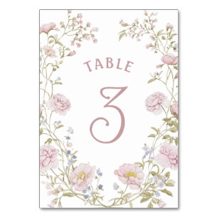 Numéro De Table Cadre floral rose tendre