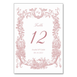 Numéro De Table Cadre Floral Vintage Vignes Toile Mariage Rose Pâl