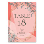 NUMÉRO DE TABLE | Cadre géométrique floral corail (Dos)