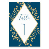 Numéro De Table Cadre Moderne Bleu et Or (Dos)