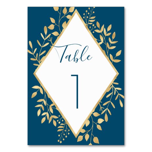 Numéro De Table Cadre Moderne Bleu et Or (Par défaut)