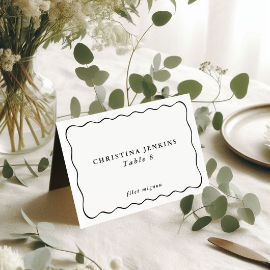 Numéro De Table Cadre Ondulé Mariage Nom de l'invité personnalisé