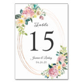Numéro De Table Cadre ovale moderne Pastel Mariage floral (Dos)