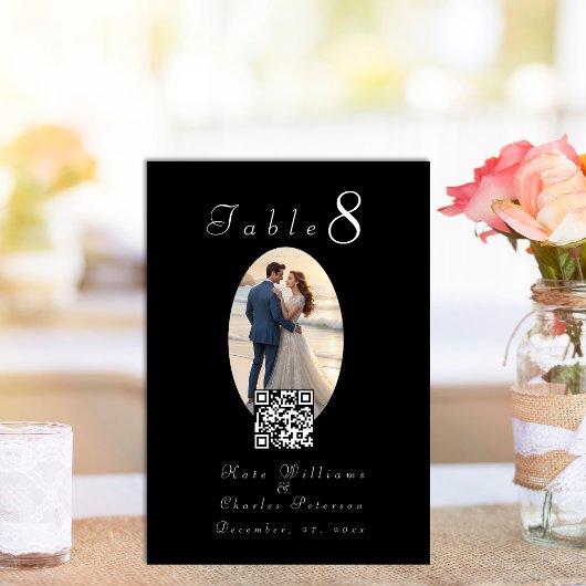 Numéro De Table Cadre photo élégant Qr Code Table Card
