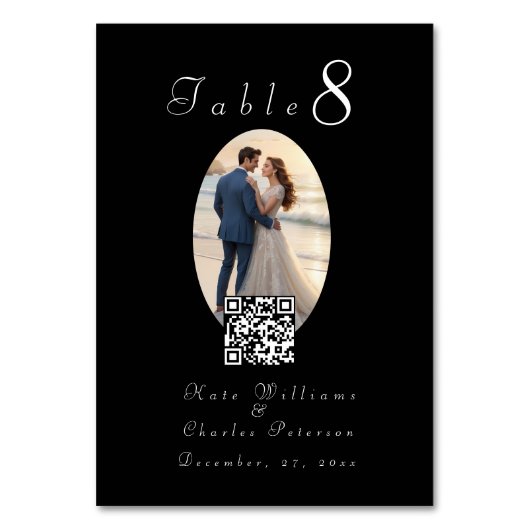 Numéro De Table Cadre photo élégant Qr Code Table Card (Par défaut)