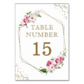 Numéro De Table Cadre rose Floral géométrique Or (Dos)