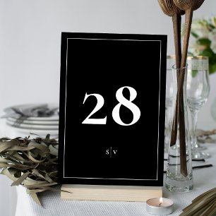 Numéro De Table Cadre   Smoking élégant Monogramme Mariage noir