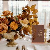 Numéro De Table Café moderne Brown et Mariage feuille or Table Nu
