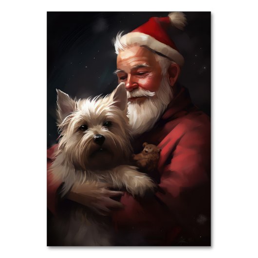 Numéro De Table Cairn Terrier Avec Noël Festif Du Père Noël (Dos)