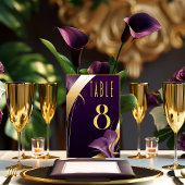 Numéro De Table Calla Lily de violet et or élégant