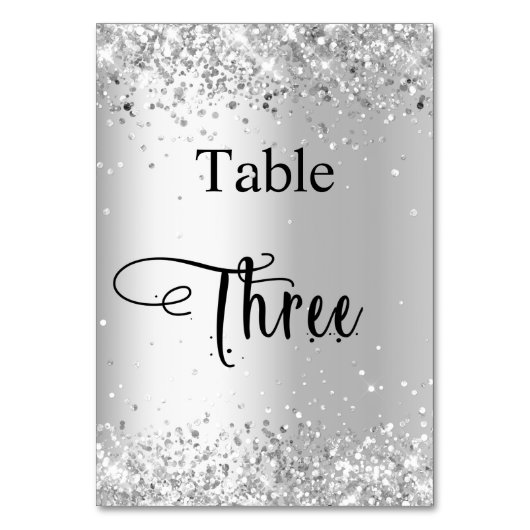 Numéro De Table Calligraphie blanche argentée table trois 3 (Dos)