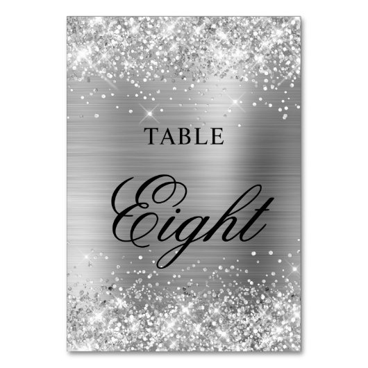 Numéro De Table Calligraphie Classique Fantaisie Pailletée Argenté (Par défaut)