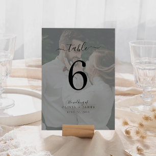 Numéro De Table Calligraphie classique minimaliste photo Mariage
