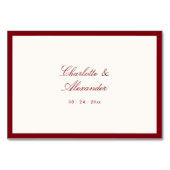 Numéro De Table Calligraphie Classique Vieux argent Rouge Profond  (Dos)