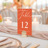 Numéro De Table Calligraphie Coucher de soleil orange moderne mari