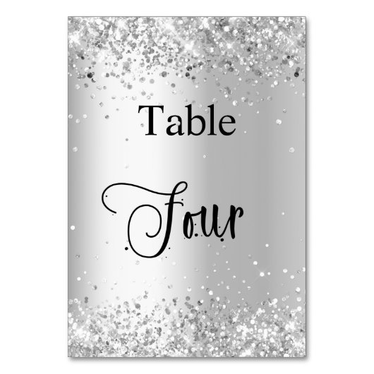 Numéro De Table Calligraphie de parties scintillant blanche en arg (Dos)