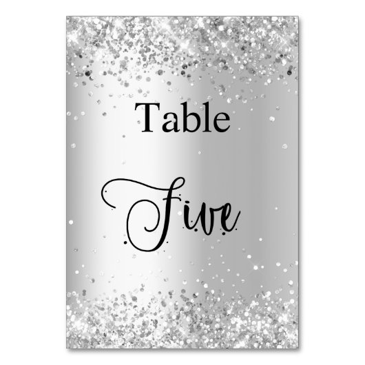Numéro De Table Calligraphie de parties scintillant blanche en arg (Dos)