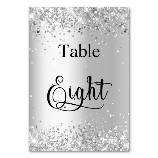 Numéro De Table Calligraphie de parties scintillant blanche en arg (Dos)
