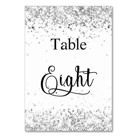 Numéro De Table Calligraphie de parties scintillant blanche en arg (Par défaut)