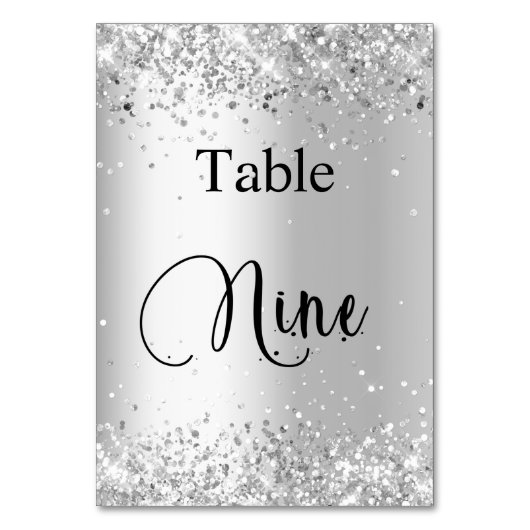 Numéro De Table Calligraphie de parties scintillant blanche en arg (Dos)