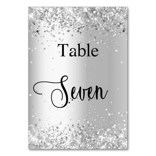 Numéro De Table Calligraphie de parties scintillant blanche en arg (Dos)