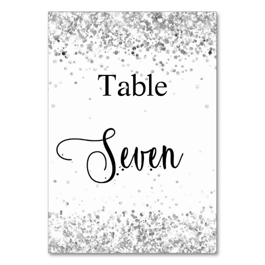 Numéro De Table Calligraphie de parties scintillant blanche en arg (Par défaut)