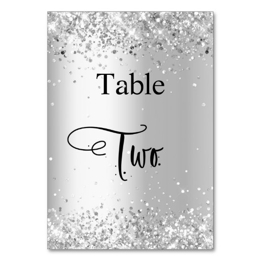 Numéro De Table Calligraphie de parties scintillant blanche en arg (Dos)