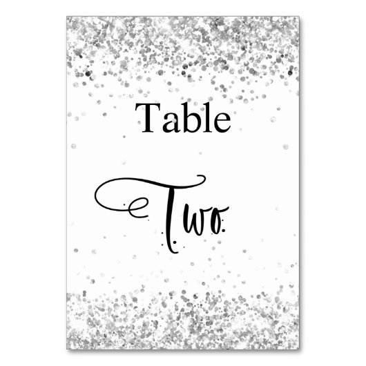 Numéro De Table Calligraphie de parties scintillant blanche en arg (Par défaut)