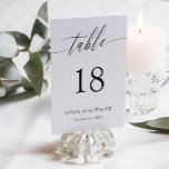 Numéro De Table Calligraphie délicate - Noms et date du Mariage<br><div class="desc">Cartes de table élégantes en noir et blanc avec un script de calligraphie délicat. Ajoutez aussi vos noms et votre date de mariage !</div>