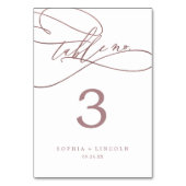 Numéro De Table Calligraphie d'or du Rose romantique Numéro de tab (Dos)