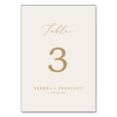 Numéro De Table Calligraphie dorée délicate | Mariage crème (Par défaut)