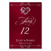 Numéro De Table Calligraphie et Cœur d'Argent - Porte-Nom de Table (Dos)