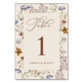 Numéro De Table Calligraphie Fleur sauvage d'aquarelle de crème (Dos)