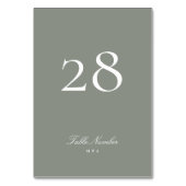 Numéro De Table Calligraphie formelle classique Mariage vert gris (Dos)
