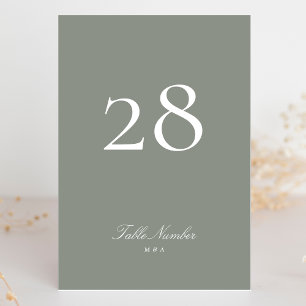 Numéro De Table Calligraphie formelle classique Mariage vert gris
