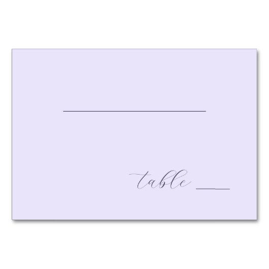 Numéro De Table Calligraphie Lavande Sérène (Devant)