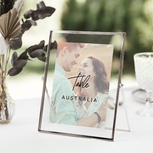 Numéro De Table Calligraphie lunaire | Pays de la photo dégradée