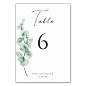 Numéro De Table Calligraphie Mariage Eucalyptus (Dos)
